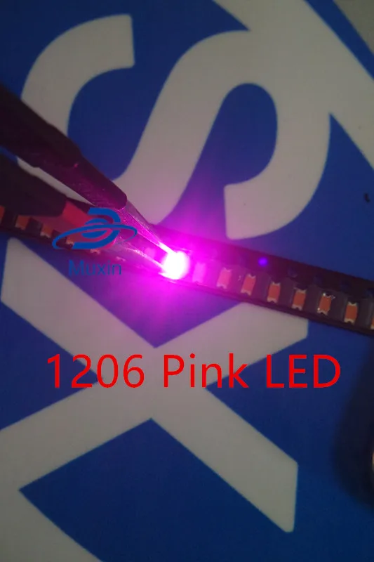SMD 1206 (3216 светодиодный розовый светодиод 200 шт. чип 20 мА постоянный ток 3 В