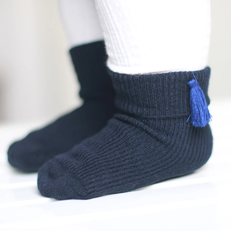 Lovely cozy newborn socks princess girls sweet tassel fold ankle solid color for baby leg warmers toddler clothing | Мать и ребенок