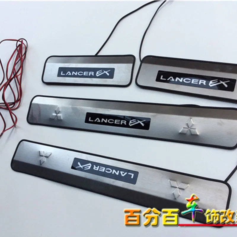 Для 2010-2013 Mitsubishi Lancer/Lancer X/Lancer Evo с синим светодиодный светильник высокого качества из нержавеющей стали Накладка/дверной порог
