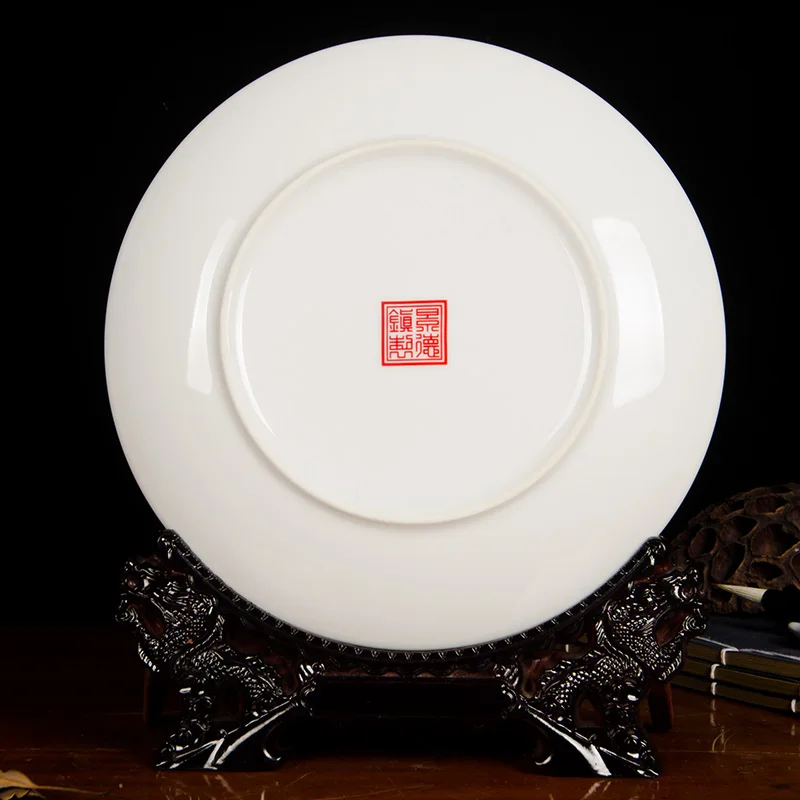 Jingdezhen Ceramic Porcelain Crafts Landscape Pattern Dinner Plates Desktop Ornaments Display Round Dish Office Home Decoration | Дом и сад