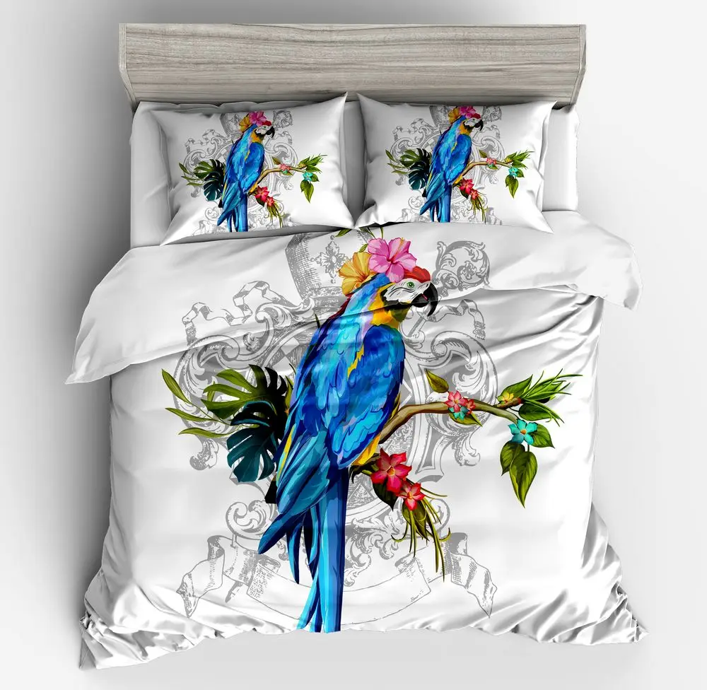 Ара арт пододеяльник набор комплект из 3 предметов птица ипомеи 3D яркие животных