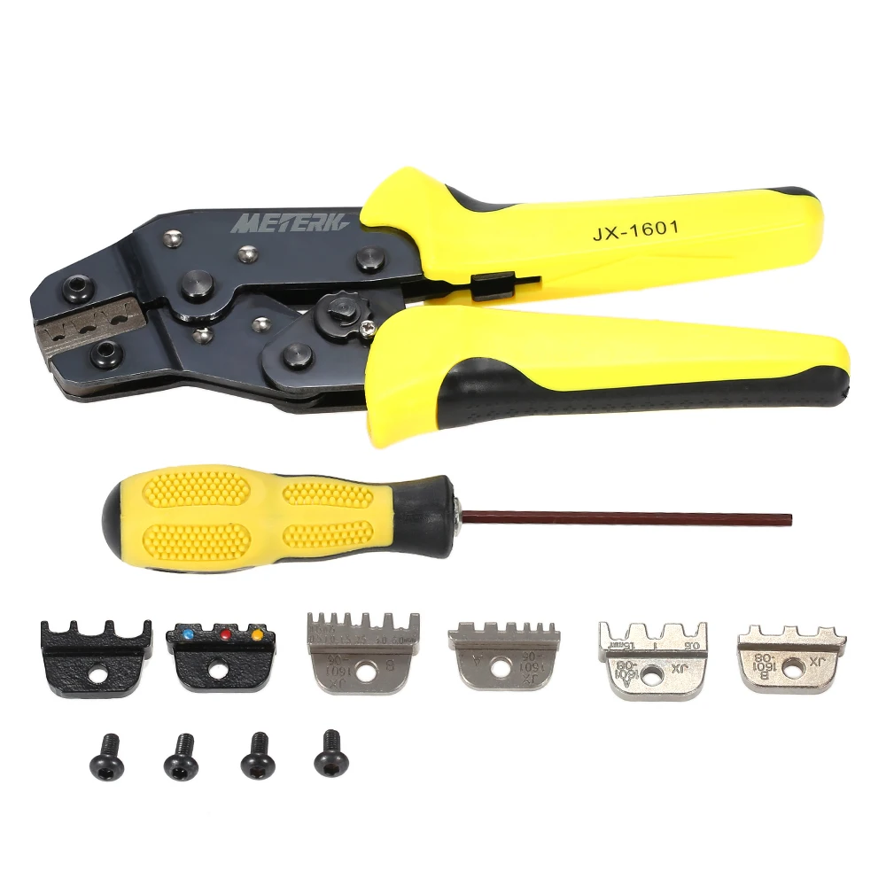 

Meterk JX-D4 4-in-1 Wire Crimper Tools Kit Engineering Ratcheting Terminal Crimping Pliers Bootlace Ferrule Crimper Multi-tool