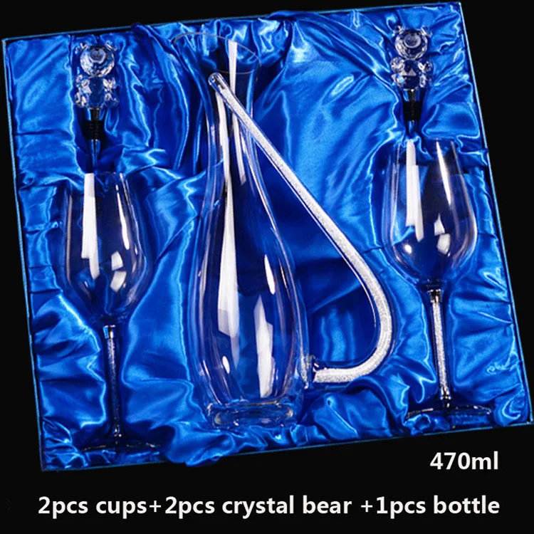2pcs cups and bottle Бессвинцовый хрустальный бокал для вина Кубок для шампанского бокалы чашки прозрачное стекло питьевые домашние рюмки Бар Отель посуда для напитков - Цвет: 2pcs cups and bottle