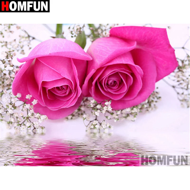 

Алмазная живопись HOMFUN A01114, полноразмерная/круглая вышивка «цветок», для творчества, домашний декор