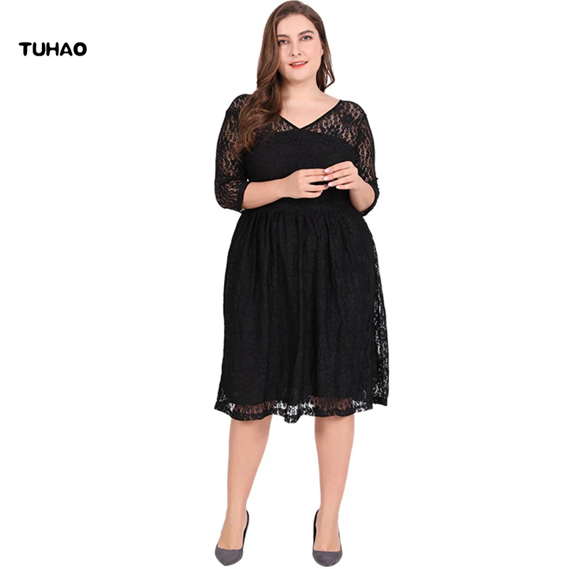 TUHAO 2018 осеннее кружевное платье для офисной леди большие размеры 6XL 5XL 4XL женские