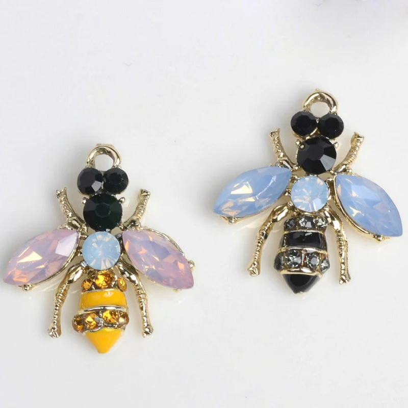 

20pcs Metal bee buttons shiny Rhinestone button charm For clothing Accessories weding handmade decorative buttons