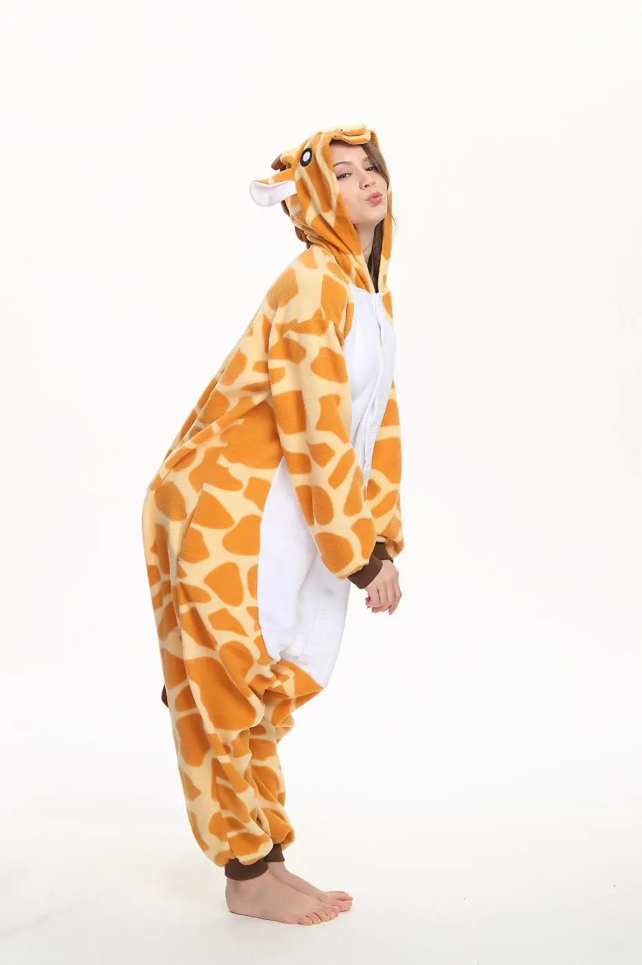 Милые костюмы с изображением жирафа 2019 Свободный комбинезон унисекс для