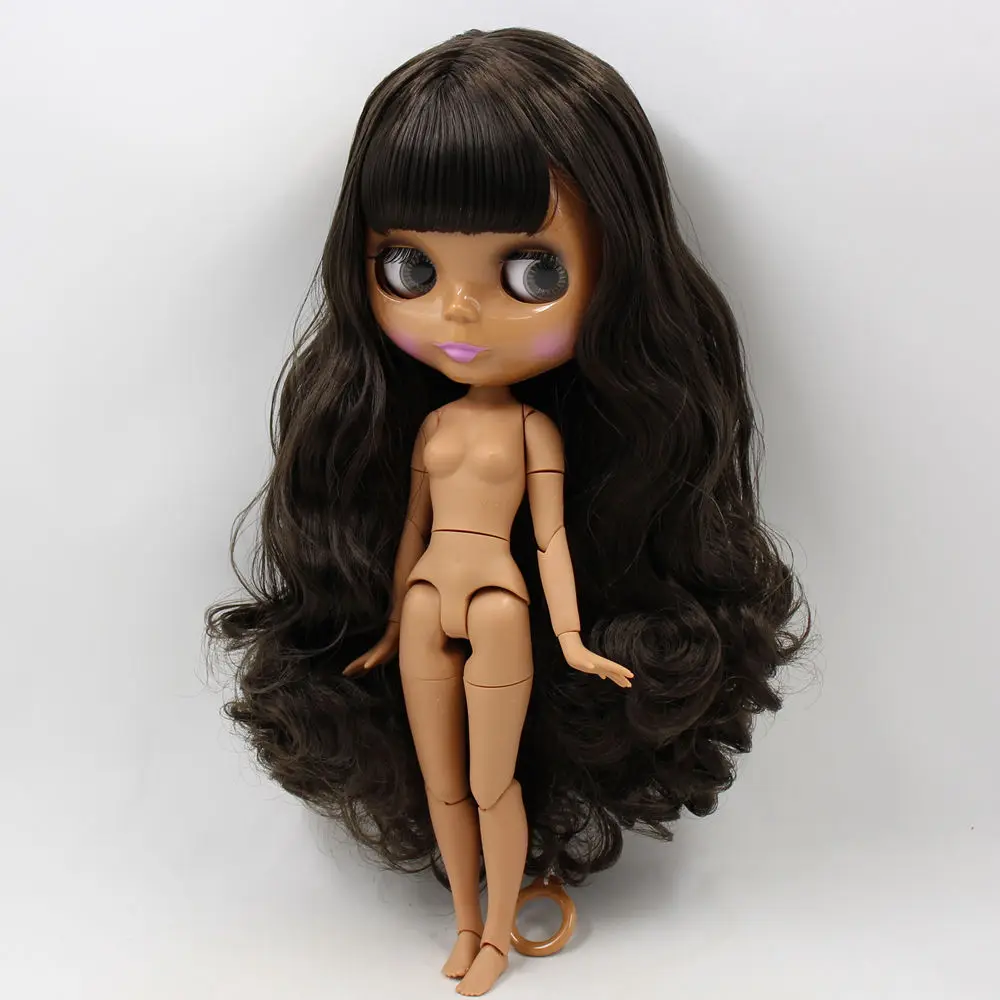 Blyth 1/6 кукла Обнаженная черные вьющиеся длинные волосы темная кожа глянцевое лицо без челки/с бахромой суставное тело 30 см ледяной BJD No.280BL950