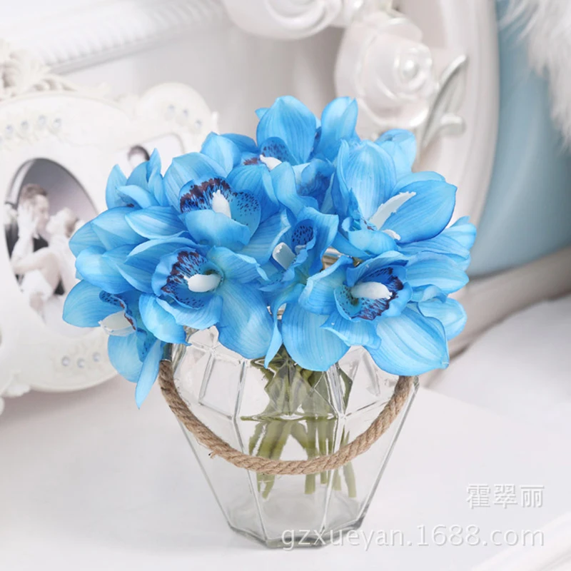 1 пучок 6 головок Cymbidium короткие украшения для фотосессий искусственные цветы