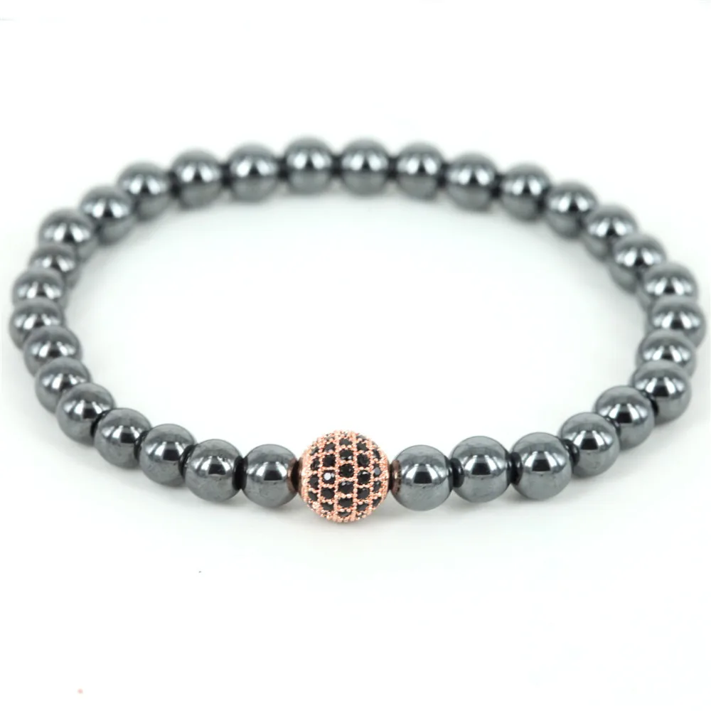 Новинка 2016 распродажа 6 мм гематитовый браслет золотого цвета латунный микро