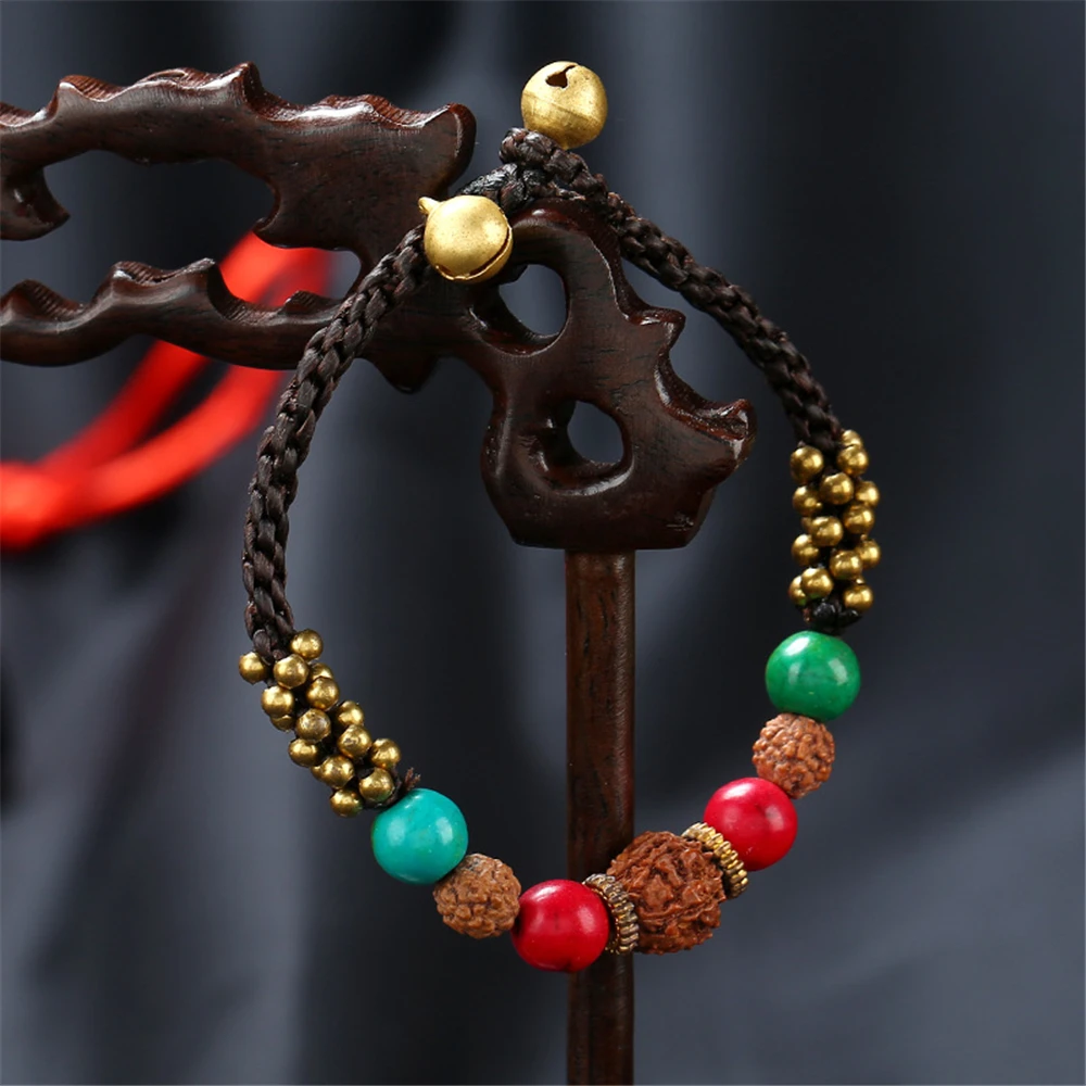 Женский браслет ручной работы Rudraksha цепочка золотого цвета с бусинами из