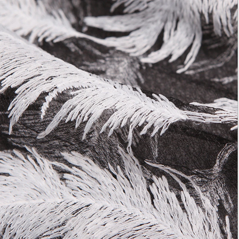 Кружевная ткань с вышивкой африканская швейцарская вуаль черного и белого