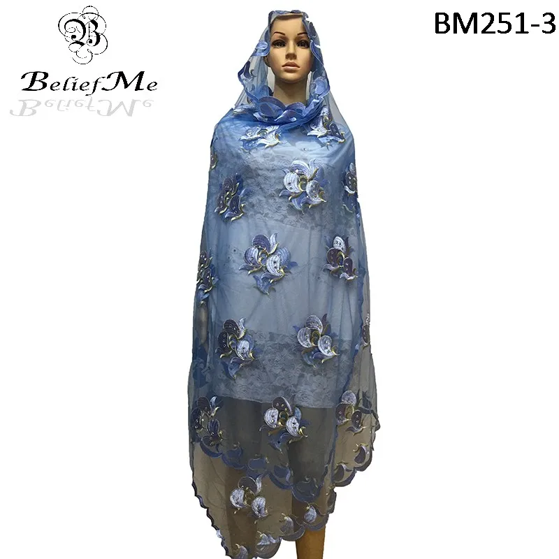 Новейшие африканские женские шарфы мусульманские однотонные с вышивкой шарф