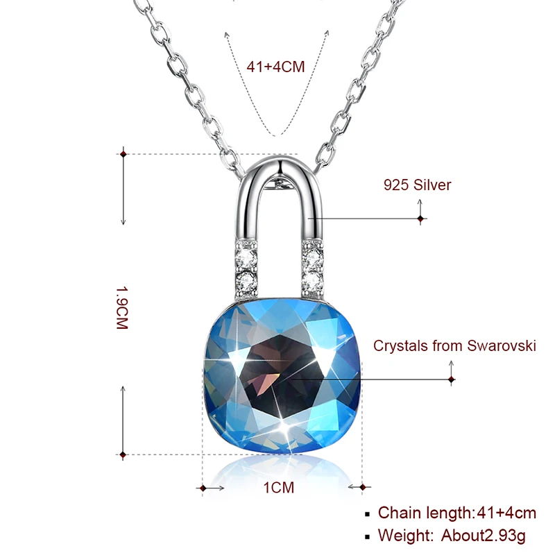 Ожерелье женское из серебра 925 пробы с квадратными кристаллами Swarovski|Ожерелья| |