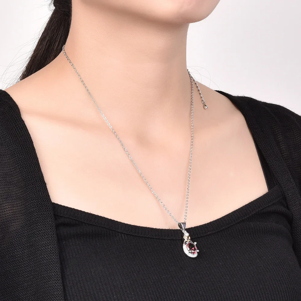 2017 new product sells fashionable red zircon necklace lady with a double color combination of jewelry wedding gifts | Украшения и