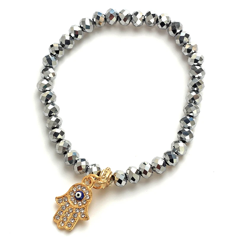 Браслет с хрустальными бусинами Lucky Eye амулет браслет Hamsa ручная подвеска