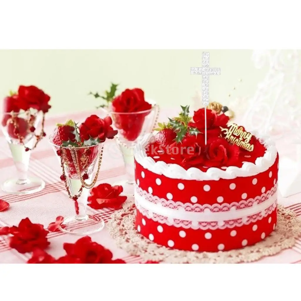 Крест из горного хрусталя с кристаллами формы &quot+&quot торт Топпер годовщина