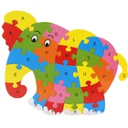 Деревянные Животные Слон динозавр ABC Алфавит Обучающие головоломки Развивающие игры игрушки для детей