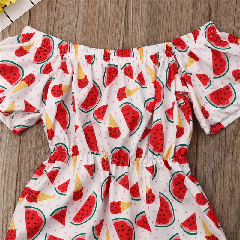 Летняя одежда для маленьких девочек комбинезон с короткими рукавами и принтом