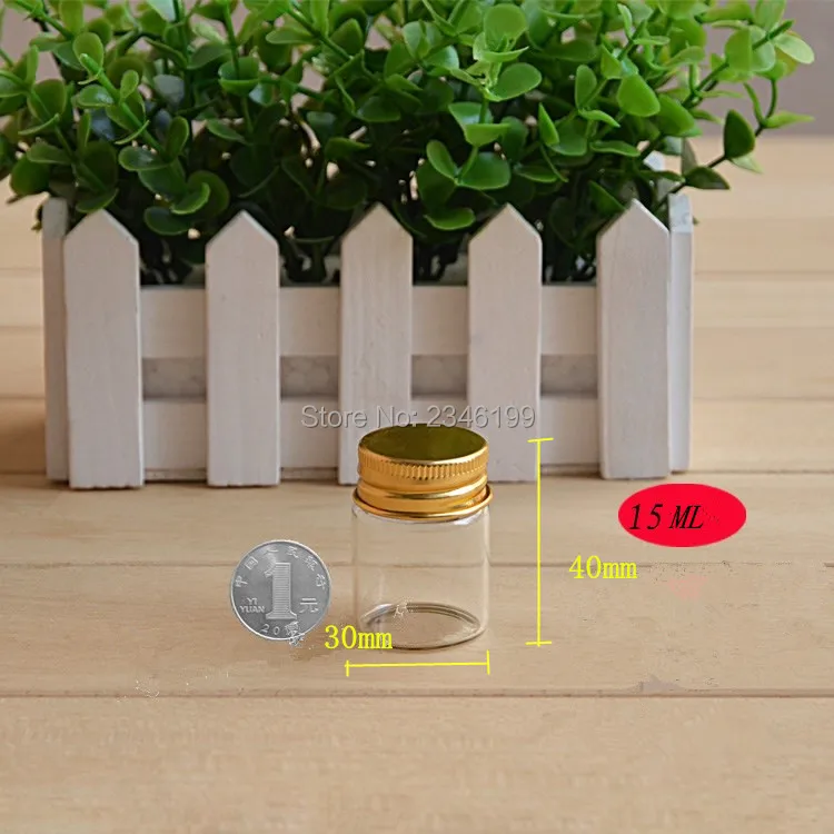 Прозрачная пустая стеклянная бутылка пробирка с золотой алюминиевой крышкой 50