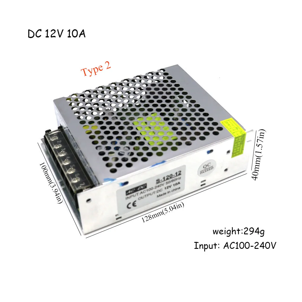 12V 10A Type 2 DC 12V импульсный источник питания DC 12V 2A 24W 25W 5A 60W 10A 120W выходной источник питания Светильник ing трансформатор для светодиодной ленты светильник - Цвет: 12V 10A Type 2