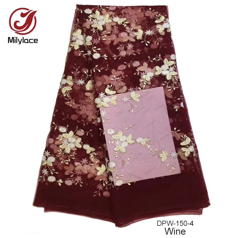 African lace fabric african tulle high quality lovely flower pattern design embroidery nigerian fabrics DPW-150 | Дом и сад