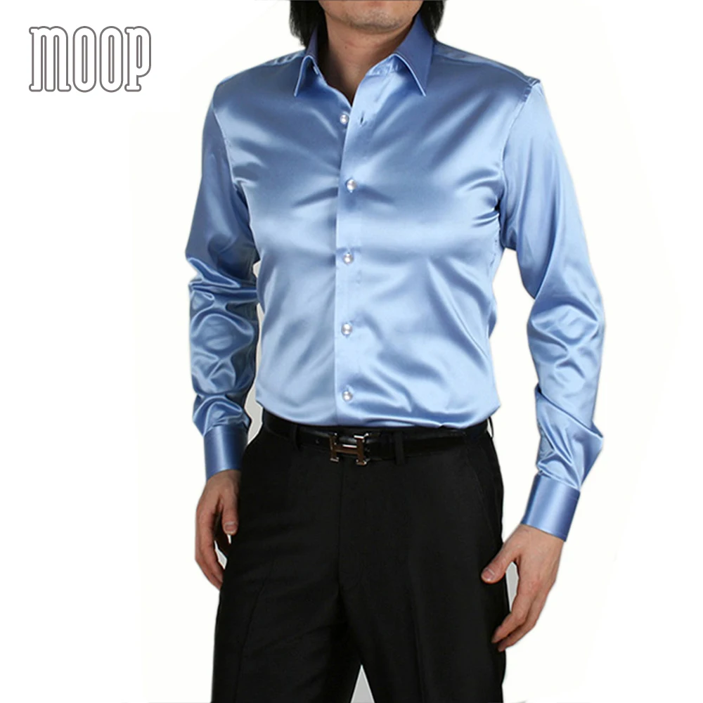 Рубашка мужская деловая 8 цветов LT1521|camisa masculina|silk satin shirt mensatin men |