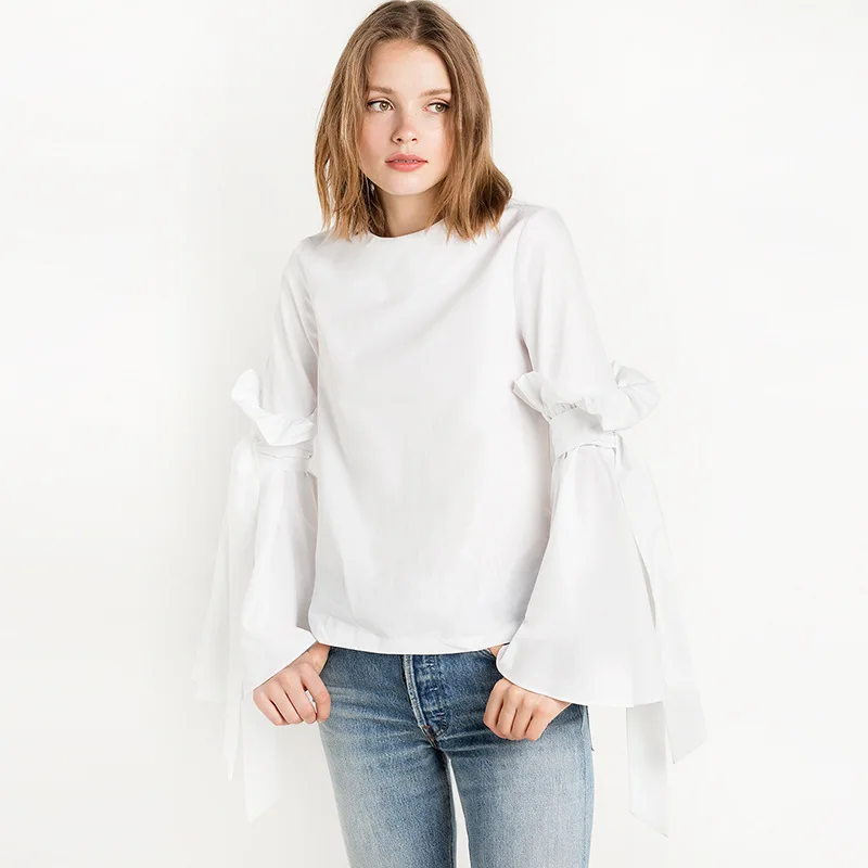 

Bell Flare Sleeve Women Long Sleeve Clothes Feminina Camiseta Mujer Fashion T Shirt T-shirts Tees Female European Style 2017