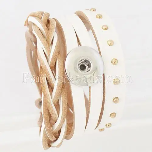 63 см белые реальные кожаные браслеты приспосабливать 18 мм KB0813 бусины для