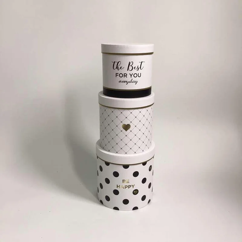 

3pcs/set 2019 New Simple Flower Box Rose Valentine's Day Party Holiday Box Wedding Party Decoration Gift Box Round Gift Box