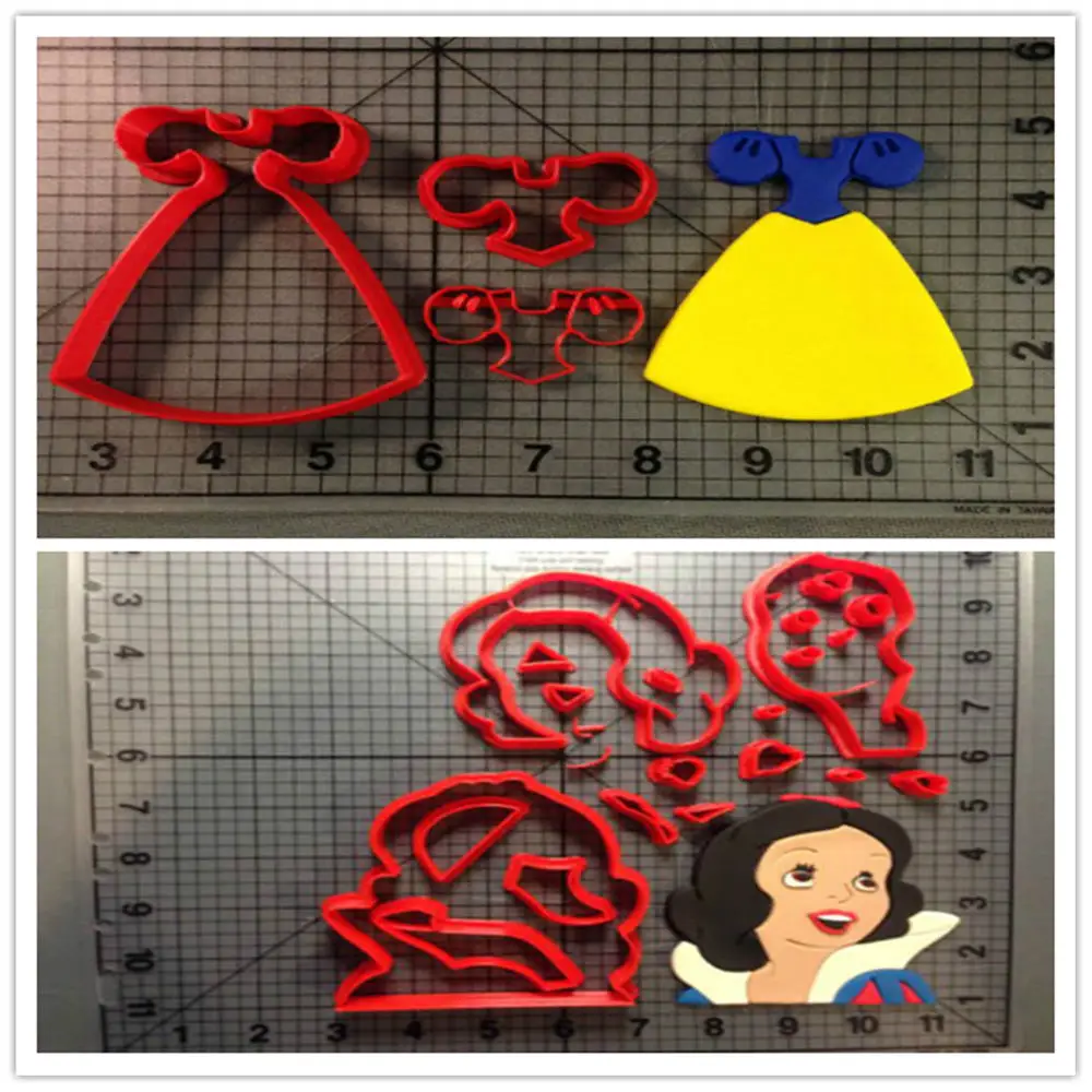 Custom Made 3D Printed Cookie Cutter Set Snow White Dress Fondant Cupcake Top For Cake Decorating Tools | Дом и сад
