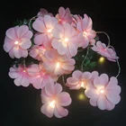 Креативная светодиодная гирлянда с розовой франжипаной, цветочное праздничное освещение на батарейках, Декоративная гирлянда с цветами для вечеринки, украшение для спальни