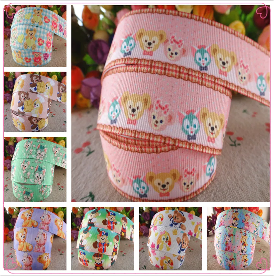 18102506 1&quot 25mm 10 yards cute animals printed grosgrain ribbons DIY hair bows handmade materials | Дом и сад