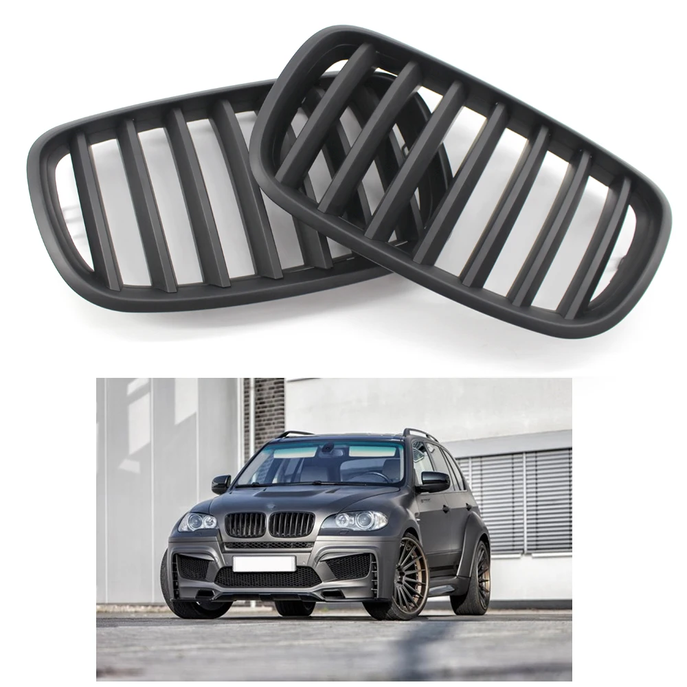 

2 шт. матовый черный передний бампер ножная решетка подходит для BMW E70 X5 E71 X6 07-14 ABS