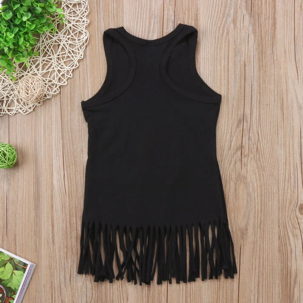 Pretty Baby Girls Dress ONLY One Latest Cotton Black Unicorn Tassel Sleeveless Dresses Kids Casual Party Clothes | Детская одежда и