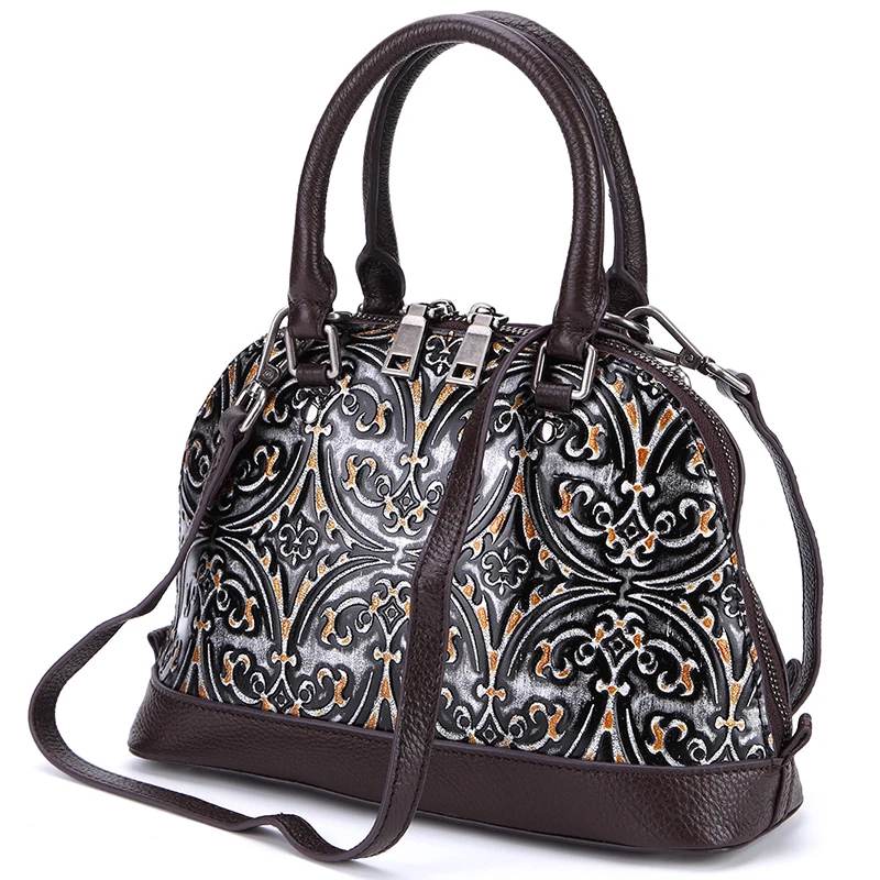 Женская сумка мессенджер винтажная из натуральной кожи с тиснением|handbag new|vintage
