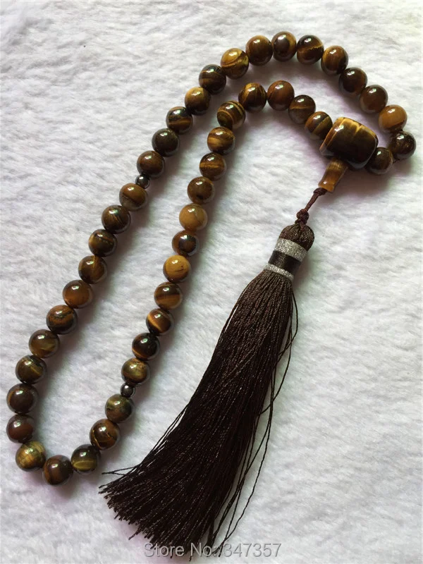 Исламские четки 45 браслет из натуральный тигровый глаз камней Аллах мисбаха