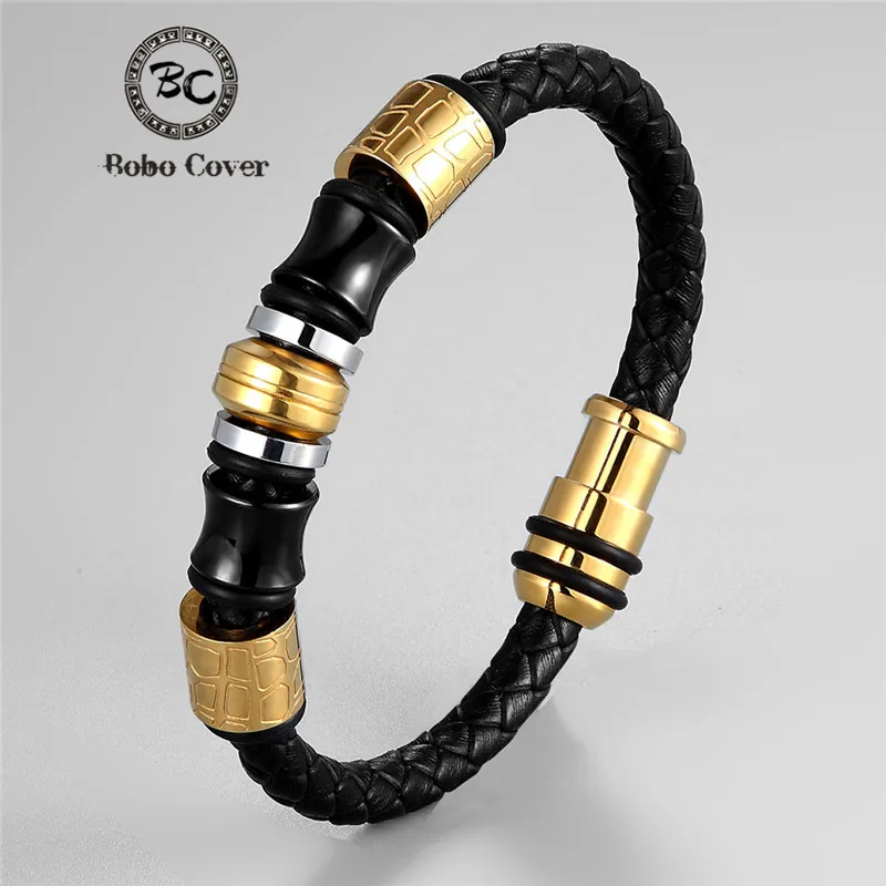 Винтажные золотые Роскошные браслеты из натуральной кожи манжеты для мужчин