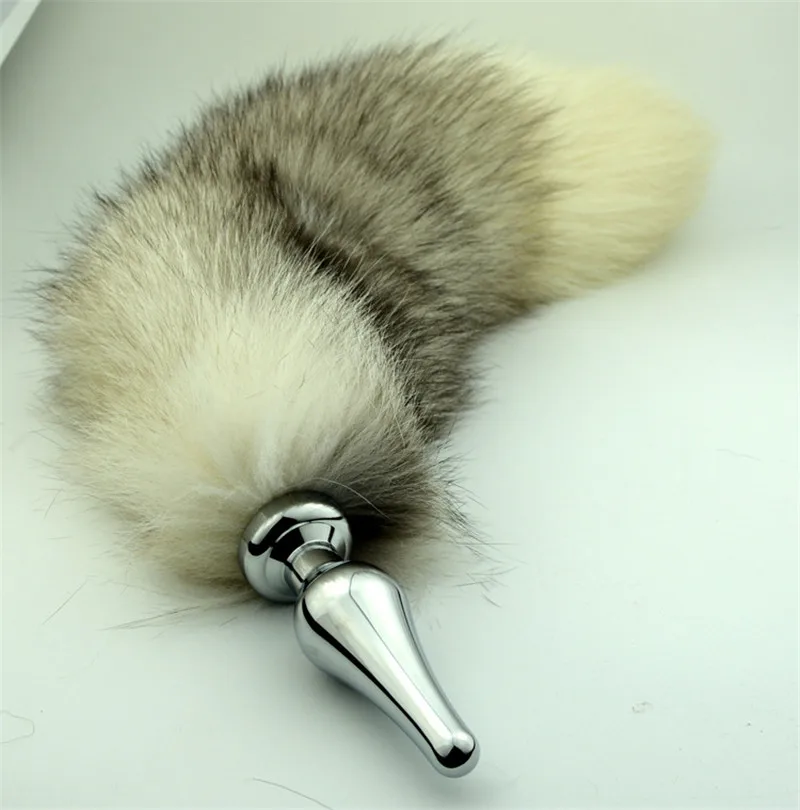 Exotic Accessories Real Fox Tail Anal Butt Plug Metal Anus Beads Stimulation Sex Products Adult Games Flirting Toys For Women |