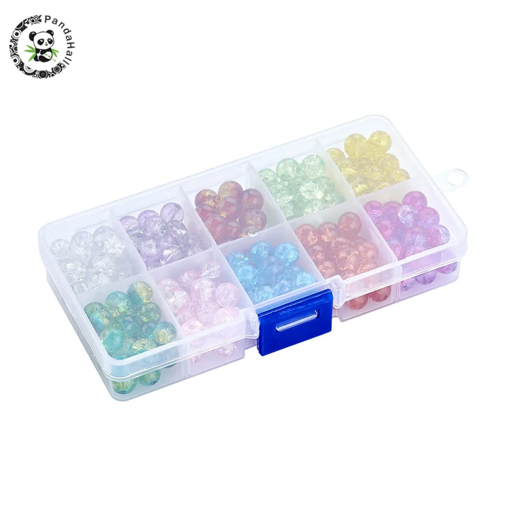 

4/6/8/10mm Crackle Glass Beads Spray Painted Round Beads For Jewelry Making DIY Necklace Earrings Bracelets Clear Mixed Color