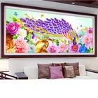 Алмазная вышивка большого размера с павлином и цветами, Алмазная мозаика сделай сам, алмазная живопись, 3d вышивка крестиком H464