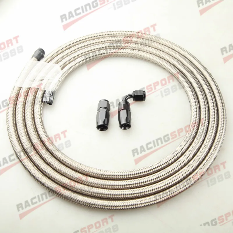 8AN AN8 AN 8 Stainless Steel Braided Oil Fuel Gas Line Hose 3M+Hose End Fitting | Engine