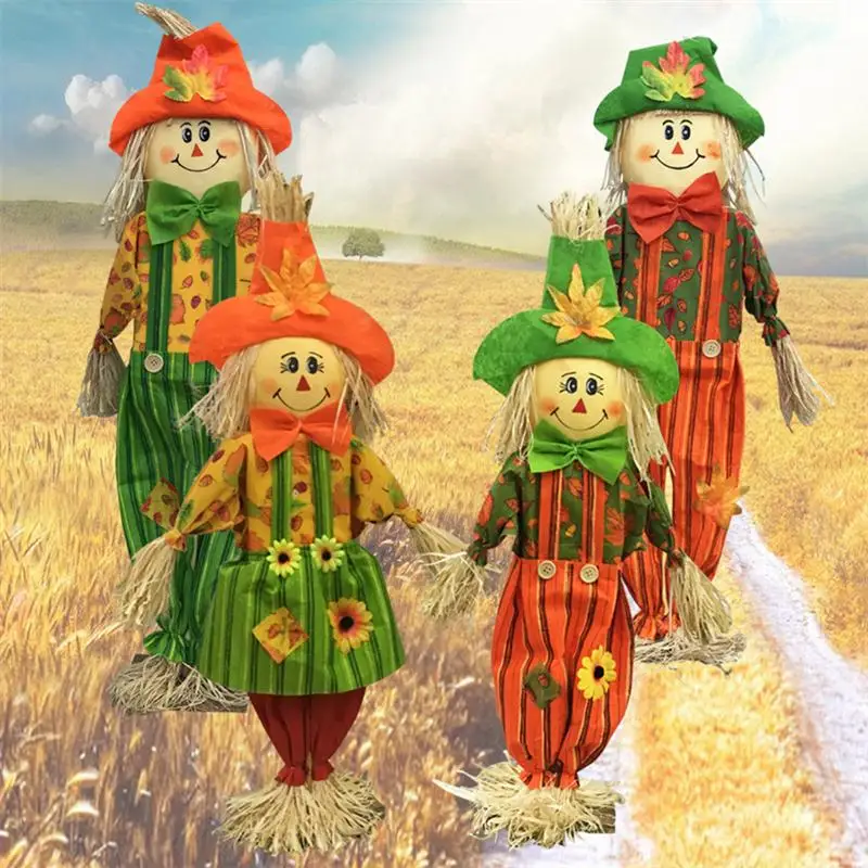 Standing Cute Halloween Scarecrow Swing Ornament Decoration Straw Doll for Kindergarten | Дом и сад