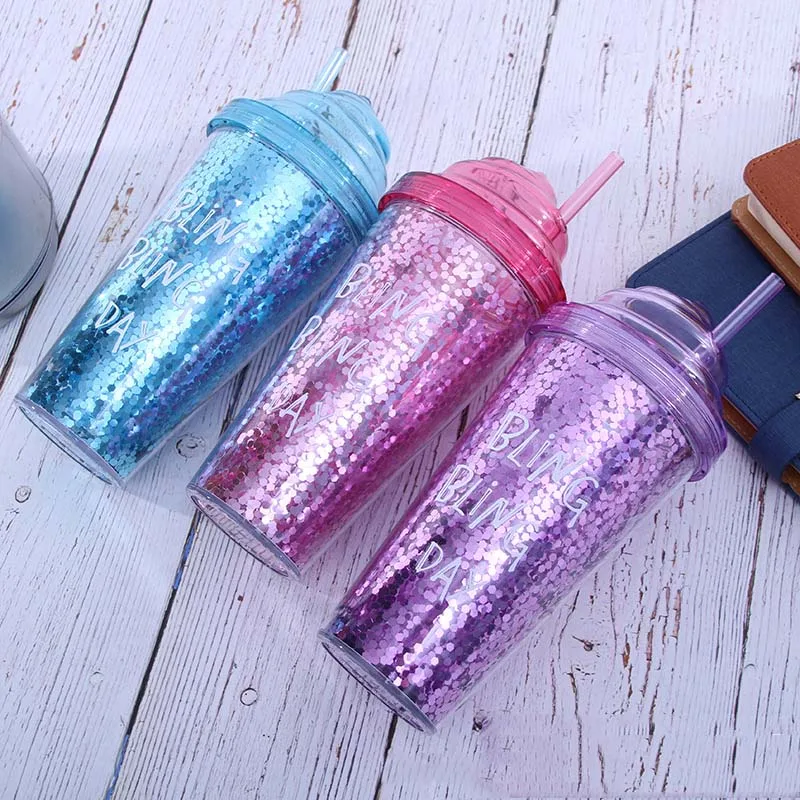 400 мл летняя модная бутылка для сока безопасная пластиковая с соломинкой