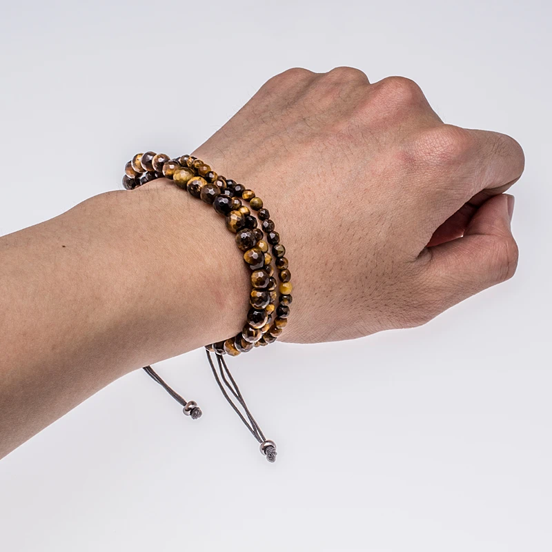 Handmade Bracelets &amp Bangles 6MM&amp4MM Beaded Charm Macrame Bracelet Natural Tigereye Stone Multilayer For Women Men | Украшения и