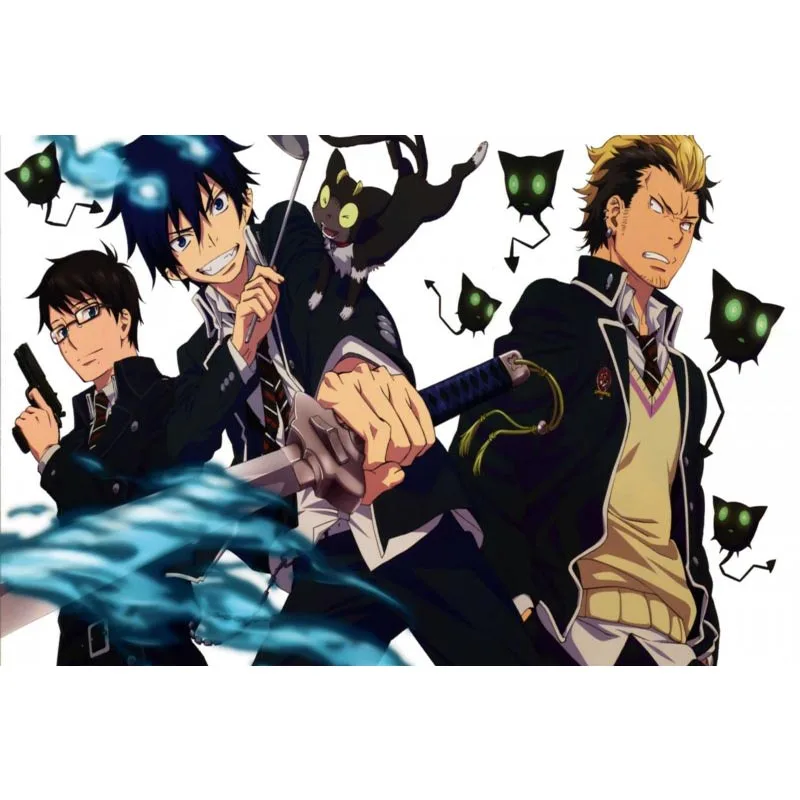 Туфли для косплея Blue Exorcist холст ткань тканевый плакат пользовательские граффити