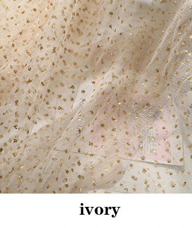 ivory 1 м/2 м/5 м блестящая сетчатая ткань с блестками и звездами, тюль, марля для сада, вечерние, сценические, свадебные Блестки из органзы, украшение своими руками - Цвет: ivory