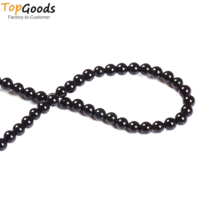 Круглые бусины из натурального камня TopGoods черные агата для браслета ювелирные