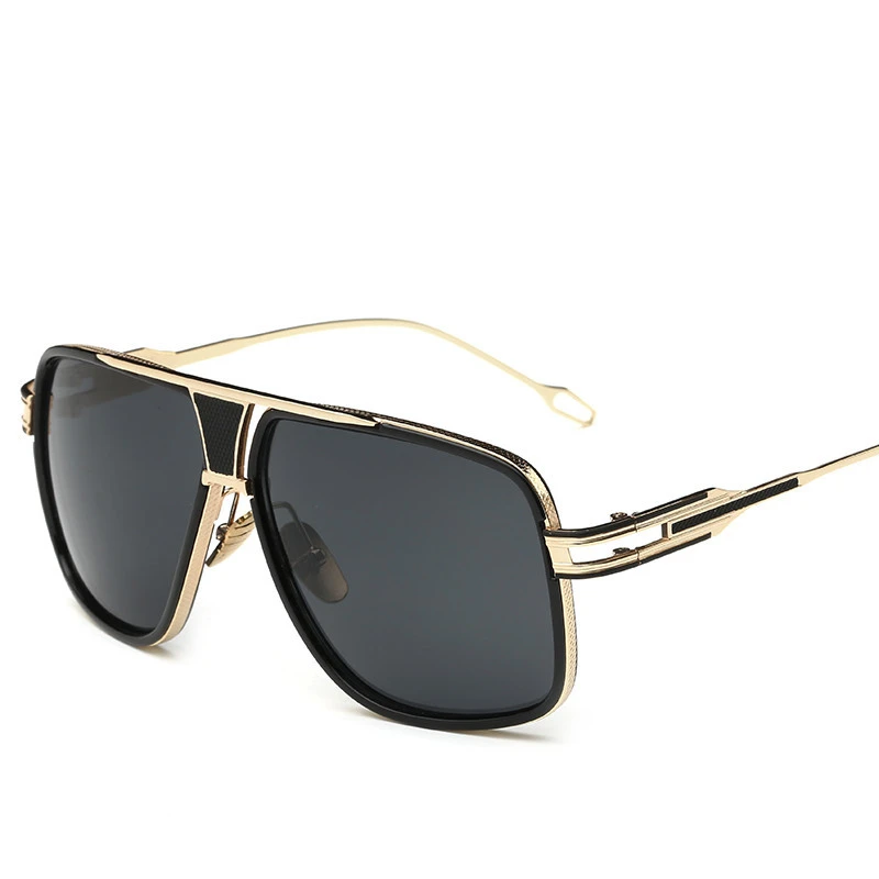 

Retro Men's Square Sunglasses Ladies Brand Design Fashion Oversized Gold Alloy Frame Shield Glasses Lovers Style UV400