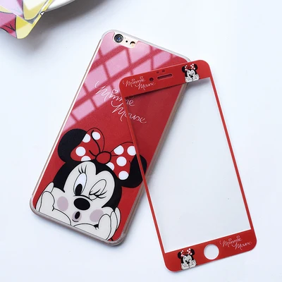 For iPhone X Cute Cartoon Tempered Glass Screen film ( Front &ampBack ) for 8plus 8 7 7p 6 6S 6p cartoon stitch glass flim |
